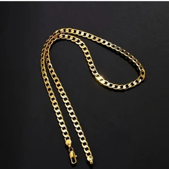 18k Gold Plated Cuban Chain for Men and Women Necklace Jewelry - Picture 2 of 8